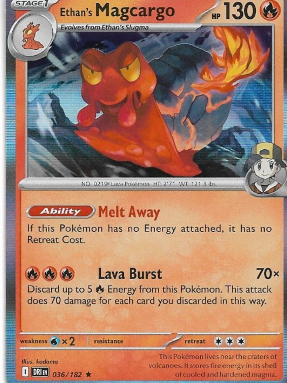 Pokemon Ethan's Magcargo 036/182 Destined Rivals Holo NM